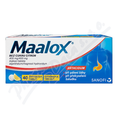 Maalox bez cukru citron 400mg/400mg tbl.mnd.40