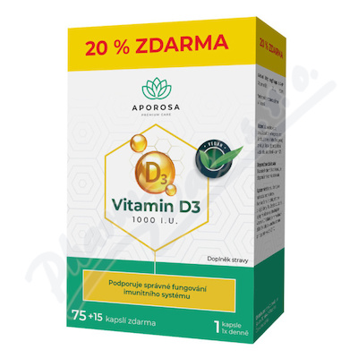 APOROSA Vitamin D3 1000 I.U. cps.75+15