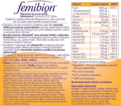 Femibion 1 Plánování a 1.trimestr tbl.28 Femibion 1 Plánování a první týdny  těhotenství 2023 28 tablet