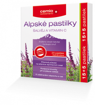 Cemio Alpské pastilky šalvěj a vitamin C pst.15+5
