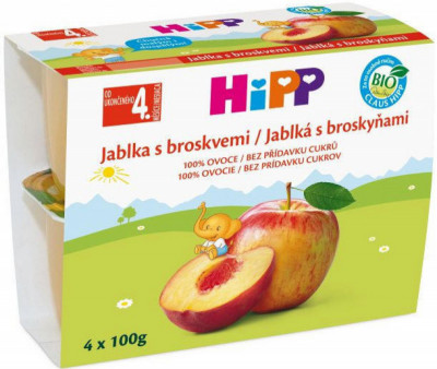 HiPP 100% ovoce BIO Jablka s broskvemi 4x100g