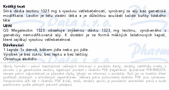 GS Megalecitin 1325 cps.100+30 dárek 2022 ČR/SK